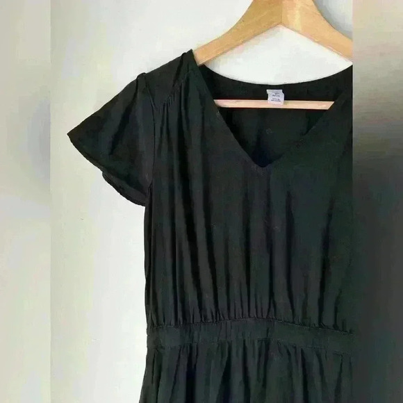 Old Navy Womens Black V-Neck Summer Fit and Flare Dress XS Petite Casual - Picture 7 of 9